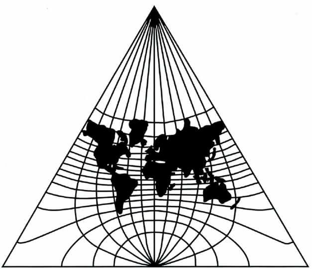 Mapa del mundo en forma triangular